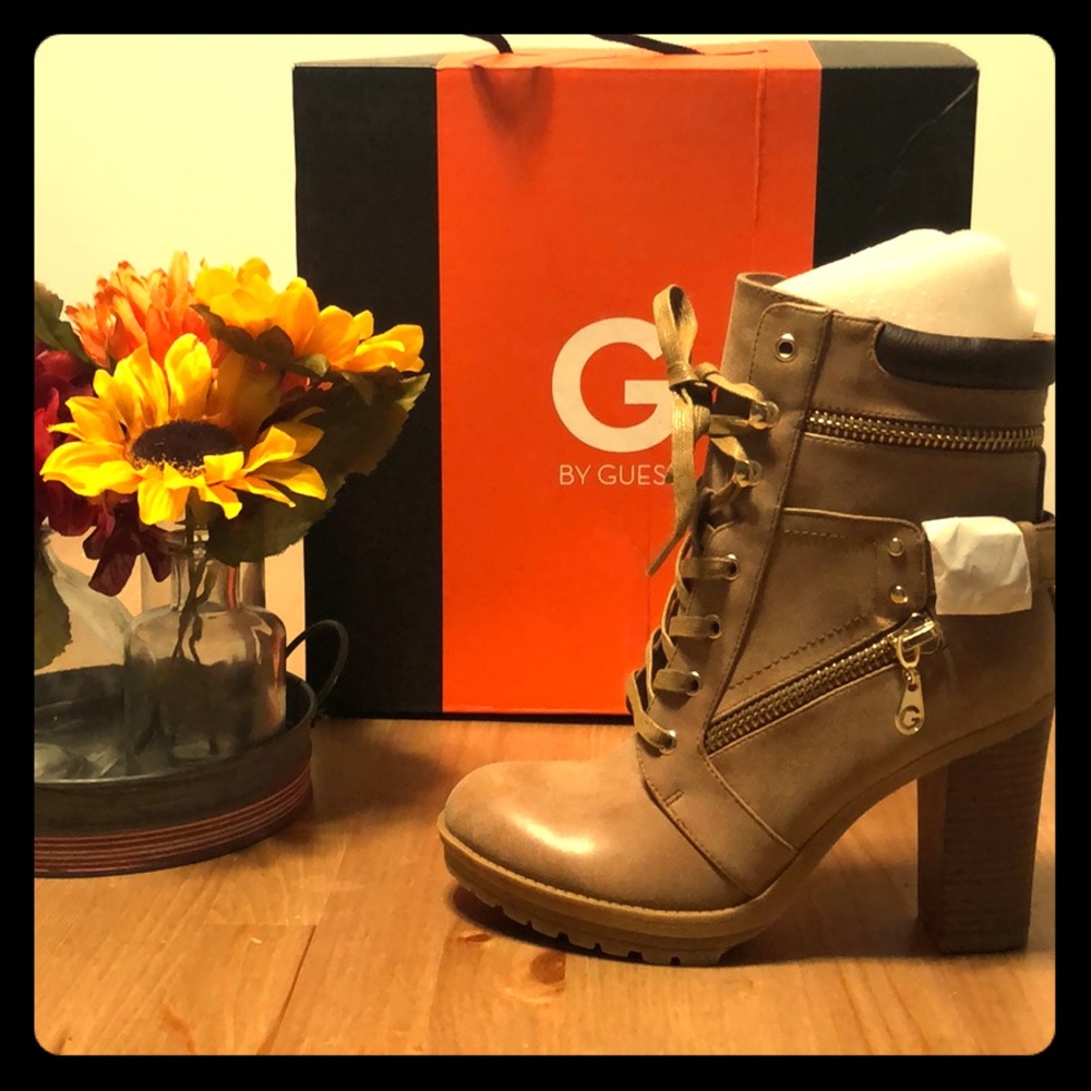 G By Guess Gogi Heel Combat Boots